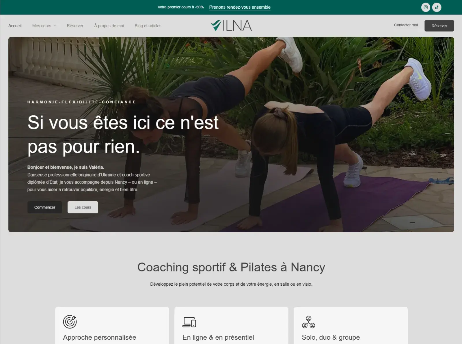 Le site de Vilna Studio – Coach Sportive
